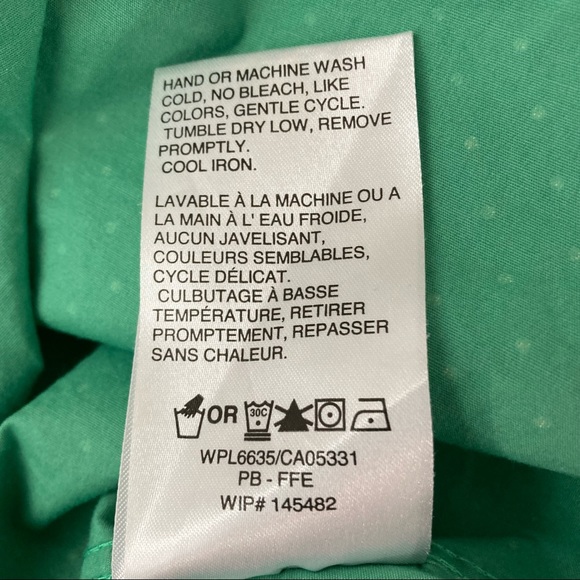 Woolrich Women’s Button Down Short Sleeve Shirt Tile Green Dot Medium - Picture 8 of 11